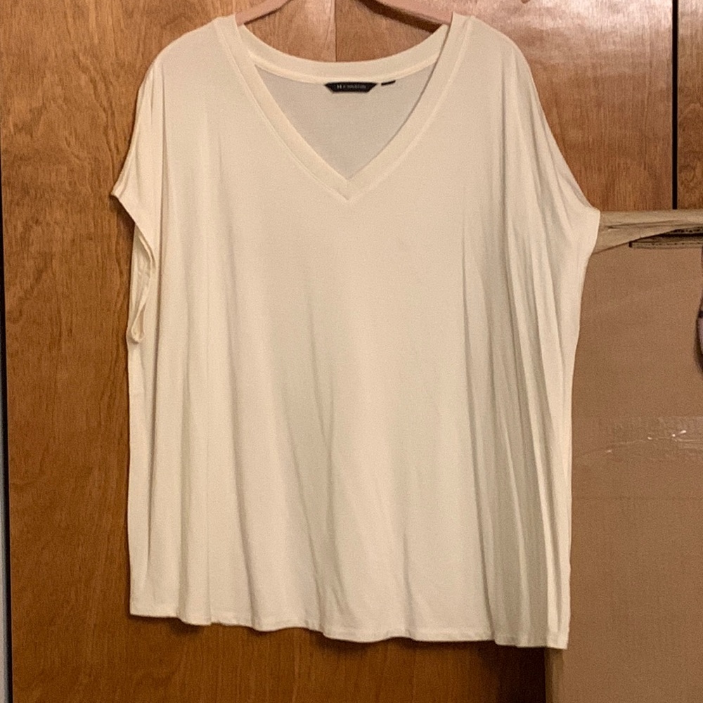 H by Halston ivory v-neck top, size 3X